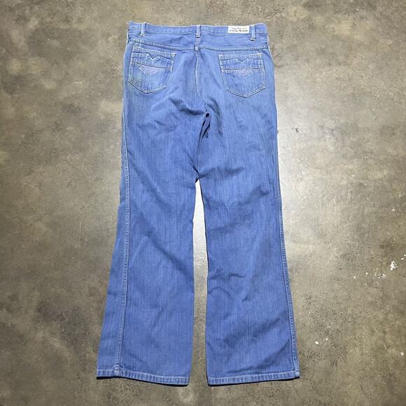 Vintage 70s Jean Team Blue Bell Bottom Flared Jeans 34x31 - Picture 4 of 6
